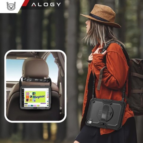 Etui ochronne Alogy Pirate Armor stojak pasek case obudowa do Apple iPad (10 Gen.) 2022 10.9" / iPad 11 A16 (11. Gen.) 2025 Cza
