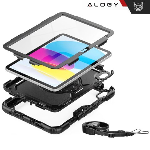 Etui ochronne Alogy Pirate Armor stojak pasek case obudowa do Apple iPad (10 Gen.) 2022 10.9" / iPad 11 A16 (11. Gen.) 2025 Cza
