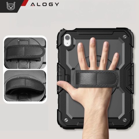 Etui ochronne Alogy Pirate Armor stojak pasek case obudowa do Apple iPad (10 Gen.) 2022 10.9" / iPad 11 A16 (11. Gen.) 2025 Cza
