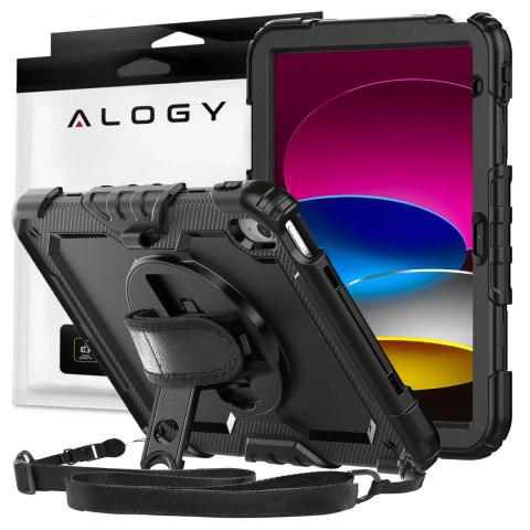Etui ochronne Alogy Pirate Armor stojak pasek case obudowa do Apple iPad (10 Gen.) 2022 10.9" / iPad 11 A16 (11. Gen.) 2025 Cza