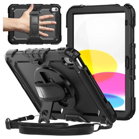 Etui ochronne Alogy Pirate Armor stojak pasek case obudowa do Apple iPad (10 Gen.) 2022 10.9" / iPad 11 A16 (11. Gen.) 2025 Cza
