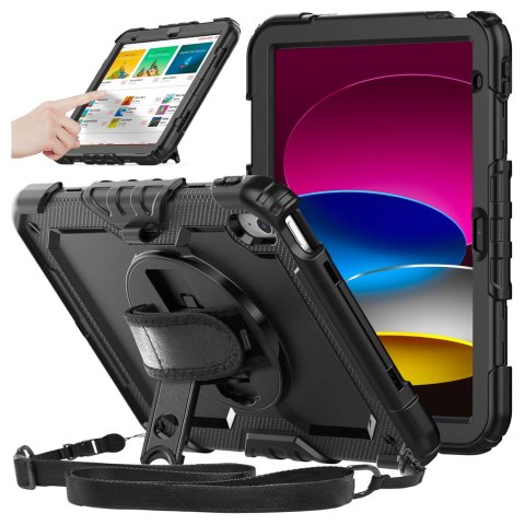 Etui ochronne Alogy Pirate Armor stojak pasek case obudowa do Apple iPad (10 Gen.) 2022 10.9" / iPad 11 A16 (11. Gen.) 2025 Cza
