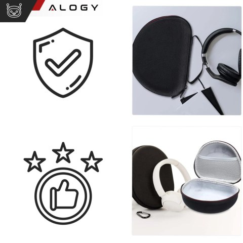 Etui ochronne na słuchawki do JBL Tune 600/510/500/460/450 Alogy Hard Case obudowa ochronna na zamek Czarne