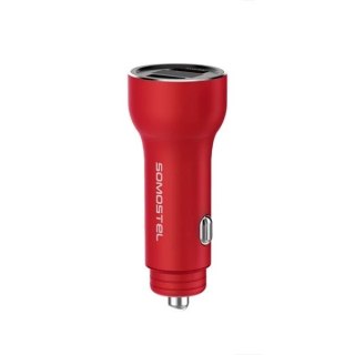 Ładowarka samochodowa Somostel SMS-A89 Quick Charge QC 3.0 30W Aluminium 2X USB Czerwony