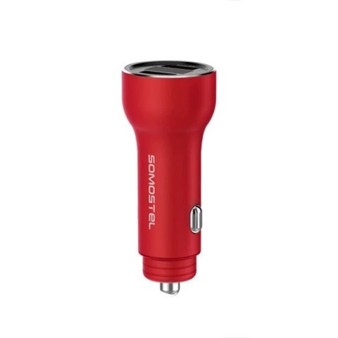 Ładowarka samochodowa Somostel SMS-A89 Quick Charge QC 3.0 30W Aluminium 2X USB Czerwony