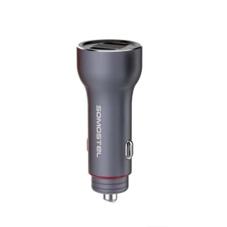 Ładowarka samochodowa Somostel SMS-A89 Quick Charge QC 3.0 30W Aluminium 2X USB Srebrny