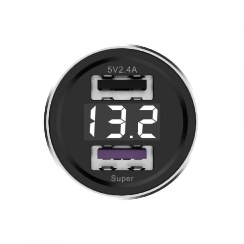 Ładowarka samochodowa Somostel SMS-A89 Quick Charge QC 3.0 30W Aluminium 2X USB Srebrny