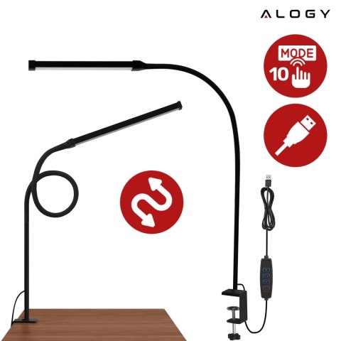 Lampka biurkowa LED Alogy LED lamp oświetlenie z elastycznym ramieniem do biurka ramy łóżka