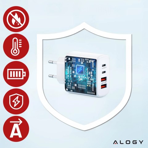 Ładowarka sieciowa 40W 2x USB 2x USB-C Alogy Super Fast Charger Szybkie ładowanie PowerDelivery PD Biała