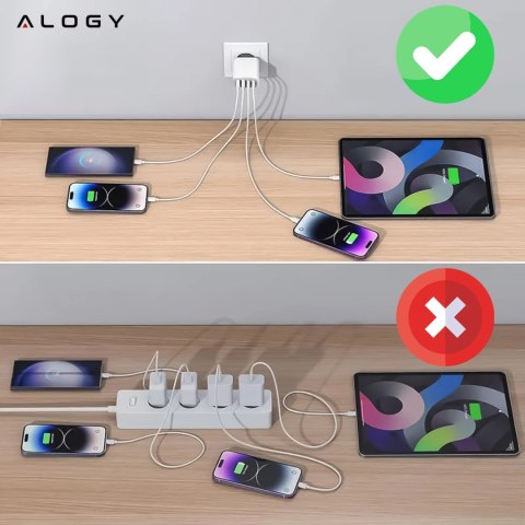 Ładowarka sieciowa 40W 2x USB 2x USB-C Alogy Super Fast Charger Szybkie ładowanie PowerDelivery PD Biała