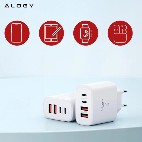 Ładowarka sieciowa 40W 2x USB 2x USB-C Alogy Super Fast Charger Szybkie ładowanie PowerDelivery PD Biała