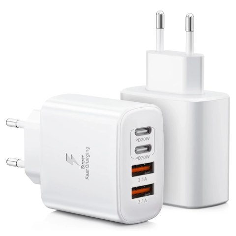 Ładowarka sieciowa 40W 2x USB 2x USB-C Alogy Super Fast Charger Szybkie ładowanie PowerDelivery PD Biała