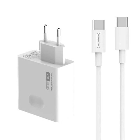 Ładowarka sieciowa 65W + kabel Typ-C do Typ-C Somostel Power Deliver Q15 PD Biały