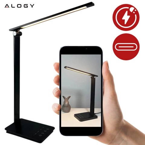 Lampka biurkowa LED składana Alogy Desk LED Lamp z gniazdem USB z możliwością ładowania Czarna
