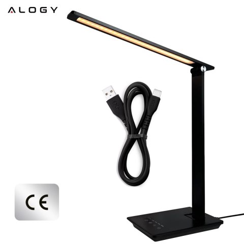 Lampka biurkowa LED składana Alogy Desk LED Lamp z gniazdem USB z możliwością ładowania Czarna