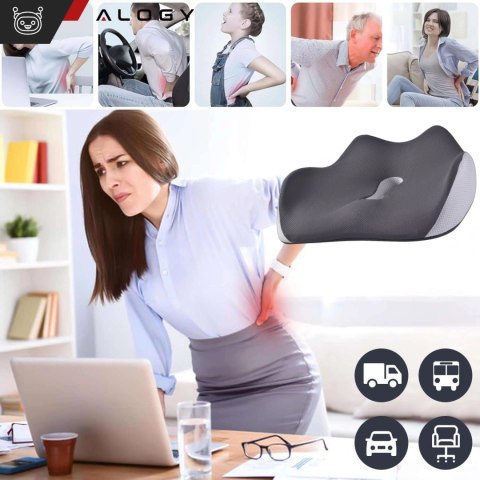 Poduszka ortopedyczna do siedzenia Alogy Seat Pillow do auta na krzesło do biurka siedzisko na fotel z pianką Memory Foam Czarno