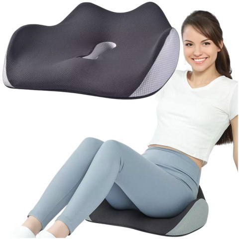 Poduszka ortopedyczna do siedzenia Alogy Seat Pillow do auta na krzesło do biurka siedzisko na fotel z pianką Memory Foam Czarno