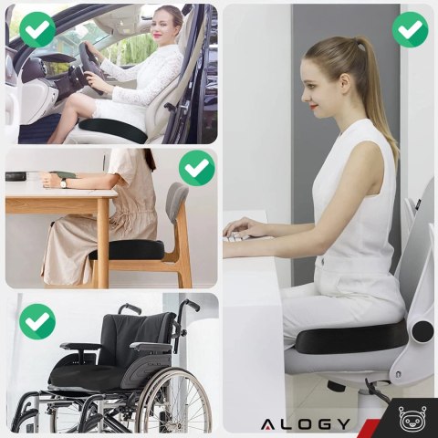 Poduszka ortopedyczna do siedzenia Alogy Seat Pillow do auta na krzesło do biurka siedzisko na fotel z pianką Memory Foam zapami