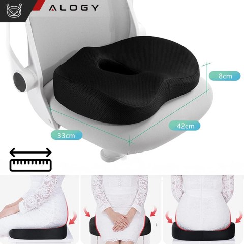 Poduszka ortopedyczna do siedzenia Alogy Seat Pillow do auta na krzesło do biurka siedzisko na fotel z pianką Memory Foam zapami