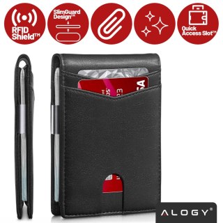 Portfel RFID Etui ochronne blokujące sygnał na karty dokumenty cienki Alogy Small męski damski Wallet Czarny