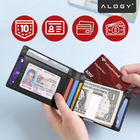 Portfel RFID Etui ochronne blokujące sygnał na karty dokumenty cienki Alogy Small męski damski Wallet Czarny