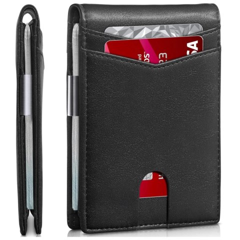 Portfel RFID Etui ochronne blokujące sygnał na karty dokumenty cienki Alogy Small męski damski Wallet Czarny