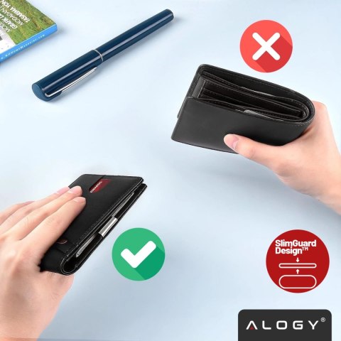 Portfel RFID Etui ochronne blokujące sygnał na karty dokumenty cienki Alogy Small męski damski Wallet Czarny