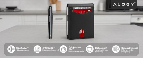 Portfel RFID Etui ochronne blokujące sygnał na karty dokumenty cienki Alogy Small męski damski Wallet Czarny