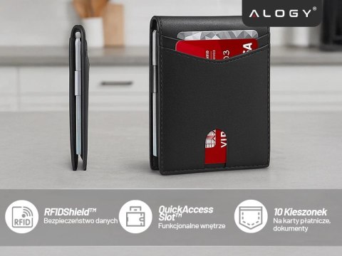 Portfel RFID Etui ochronne blokujące sygnał na karty dokumenty cienki Alogy Small męski damski Wallet Czarny