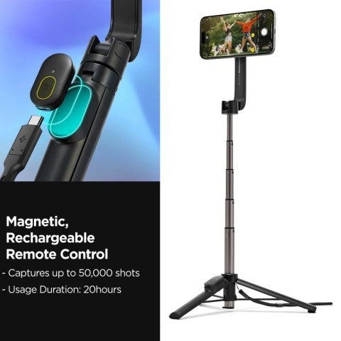 Selfie Stick Kijek Statyw Tripod Spigen S571W MagSafe Bluetooth uchwyt do telefonu zdjęć + Pilot Czarny