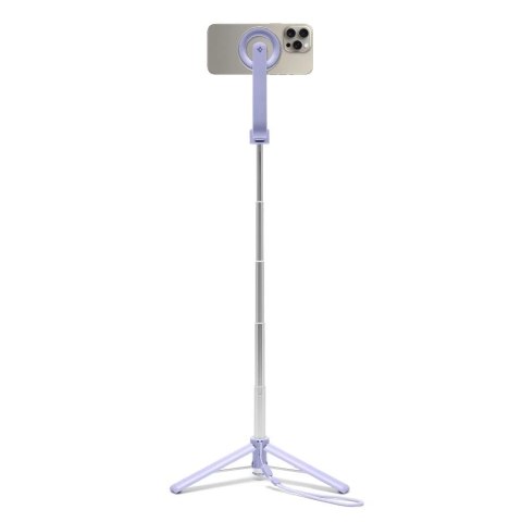 Selfie Stick Kijek Statyw Tripod Spigen S580W MagSafe Bluetooth uchwyt do telefonu zdjęć + Pilot Fioletowy