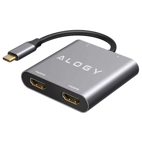 Adapter HUB 4w1 Alogy przejściówka USB-C do 2x HDMI USB 3.0 USB-C szybkie ładowanie PowerDelivery PD 100W