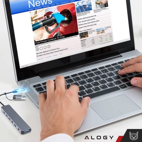 Adapter HUB 7w1 Alogy przejściówka USB-C / USB do USB 3.0 4x USB 2.0 2x USB-C 2.0