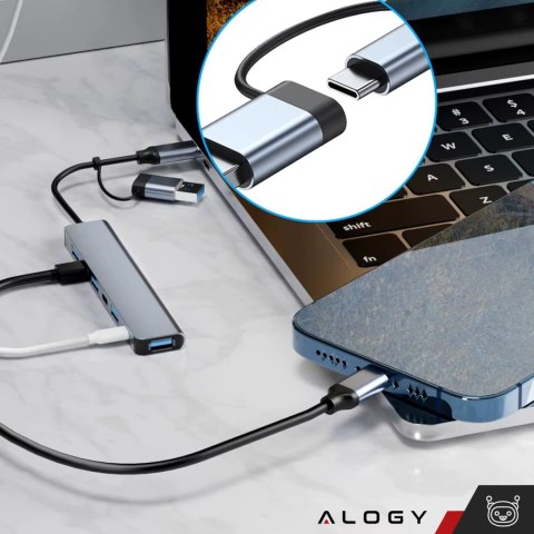 Adapter HUB 7w1 Alogy przejściówka USB-C / USB do USB 3.0 4x USB 2.0 2x USB-C 2.0