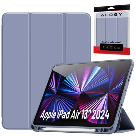 Etui ochronne z rysikiem do Apple iPad Air 13" 2024/2025, iPad Pro 12.9" 2018-2022 obudowa na tablet Fioletowe
