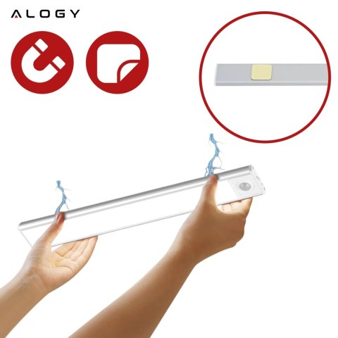 Lampka szafkowa z czujnikiem ruchu Listwa Alogy Motion Sensor LED Light 20cm do garderoby szafy kuchni Srebrna