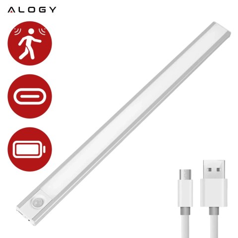Lampka szafkowa z czujnikiem ruchu Listwa Alogy Motion Sensor LED Light 20cm do garderoby szafy kuchni Srebrna