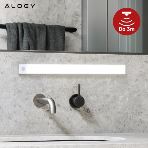 Lampka szafkowa z czujnikiem ruchu Listwa Alogy Motion Sensor LED Light 20cm do garderoby szafy kuchni Srebrna