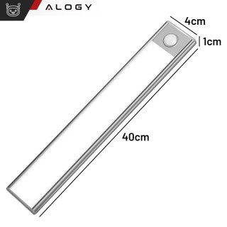 Lampka szafkowa z czujnikiem ruchu Listwa Alogy Motion Sensor LED Light 40cm do garderoby szafy kuchni Srebrna