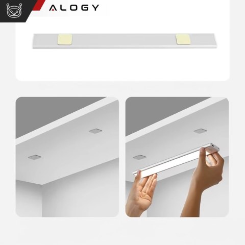 Lampka szafkowa z czujnikiem ruchu Listwa Alogy Motion Sensor LED Light 60cm do garderoby szafy kuchni Srebrna