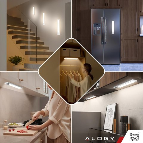 Lampka szafkowa z czujnikiem ruchu Listwa Alogy Motion Sensor LED Light 60cm do garderoby szafy kuchni Srebrna