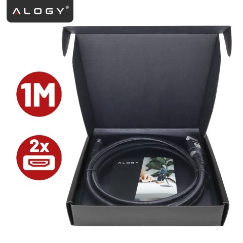 Kabel HDMI 2.1 Alogy 1m 4K 8K PREMIUM MIEDŹ ULTRA High Speed 60Hz 48GBps Czarny