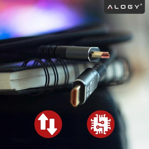 Kabel HDMI 2.1 Alogy 1m 4K 8K PREMIUM MIEDŹ ULTRA High Speed 60Hz 48GBps Czarny