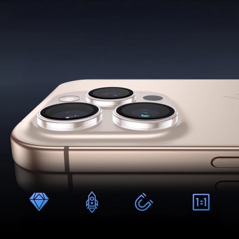Szkło hybrydowe na aparat do Apple iPhone 16 Pro osłona na obiektyw 3mk Lens Protection zestaw 4 sztuk