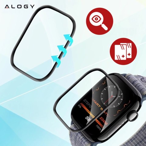 2x Szkło Hybrydowe do Apple Watch 10 42mm Alogy 3D Glass z czarną ramką