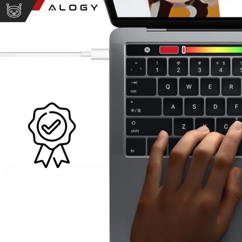 Ładowarka Zasilacz do Apple MacBook Alogy Universal Charger Kabel 2m USB-C do USB-C Szybkie ładowanie PowerDelivery PD 61W Biały