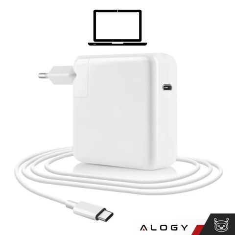 Ładowarka Zasilacz do Apple MacBook Alogy Universal Charger Kabel 2m USB-C do USB-C Szybkie ładowanie PowerDelivery PD 61W Biały