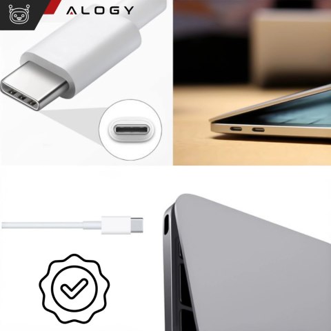 Ładowarka Zasilacz do Apple MacBook Alogy Universal Charger Kabel 2m USB-C do USB-C Szybkie ładowanie PowerDelivery PD 61W Biały