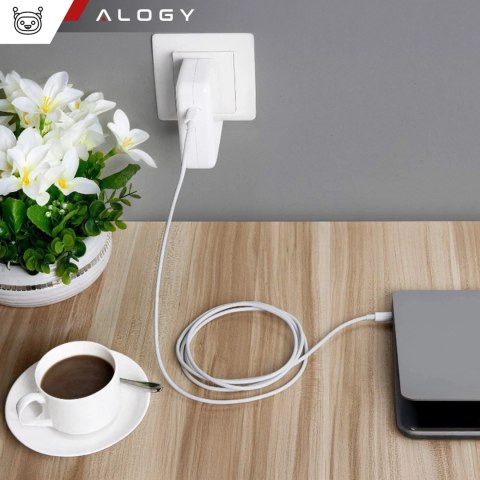 Ładowarka Zasilacz do Apple MacBook Alogy Universal Charger Kabel 2m USB-C do USB-C Szybkie ładowanie PowerDelivery PD 61W Biały