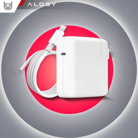 Ładowarka Zasilacz do Apple MacBook Alogy Universal Charger Kabel 2m USB-C do USB-C Szybkie ładowanie PowerDelivery PD 87W Biały